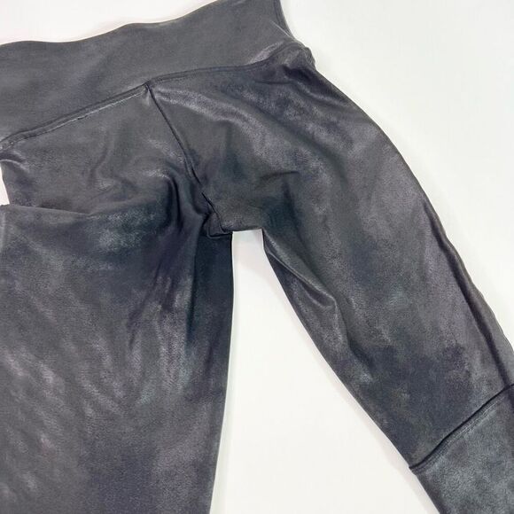 Spanx Leggings Womens Small Very Black Edgy Nylon Blend Faux Leather Moto Leggin - Picture 8 of 12